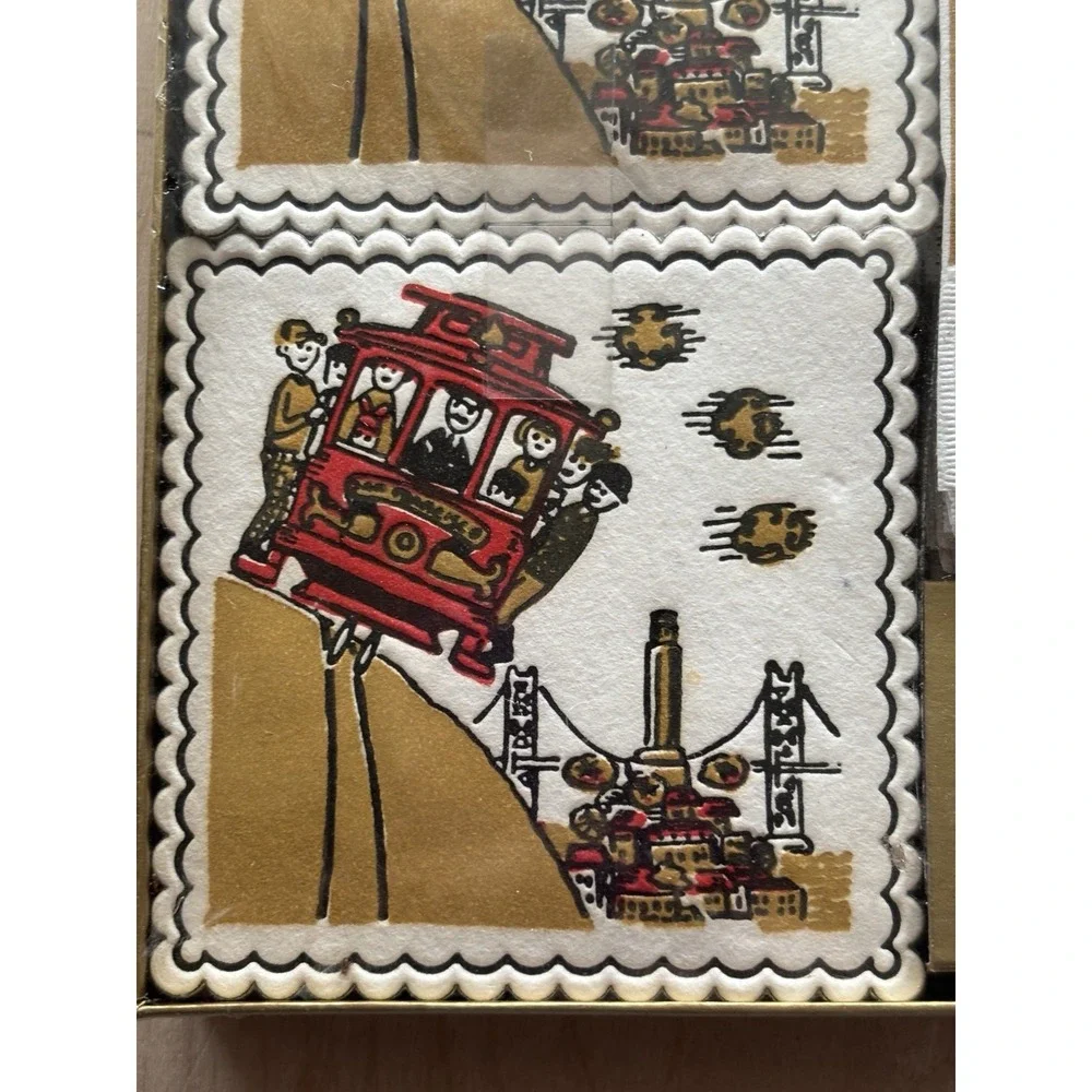 Vtg Monogram California Trolley Car Napkin Coaster Set NIP Paper Party Smarty